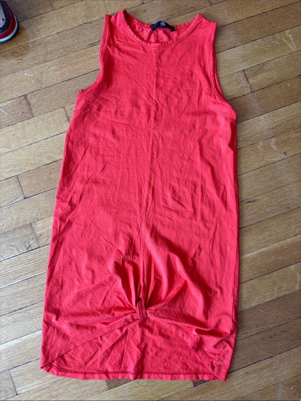 Red Sleeveless Knot-Front Tank Dress